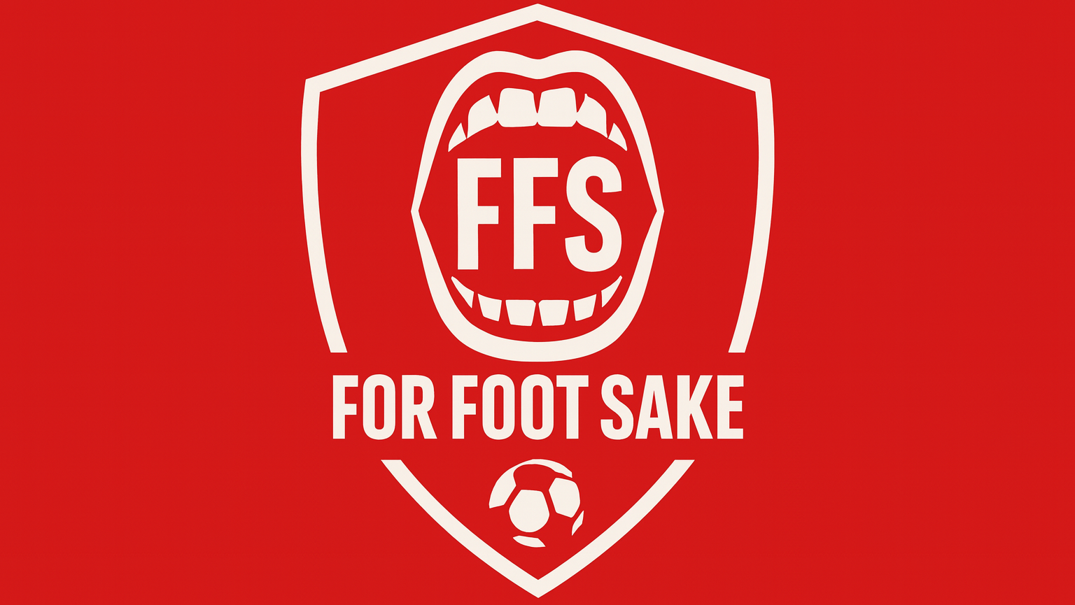 For Foot Sake logo featuring the crest with a mouth and For Foot Sake wordmark
