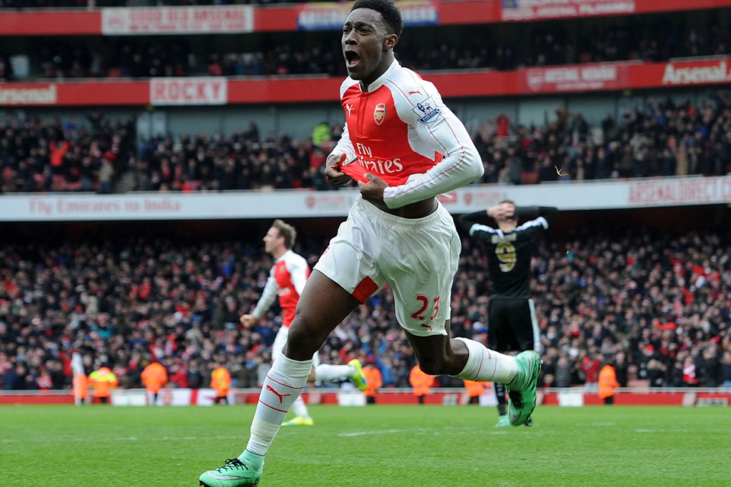 Danny Welbeck of Arsenal celebrates a match winning goal