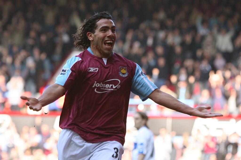 Carlos Tevez celebrating a goal for West Ham after a deadline day transfer that went down in history